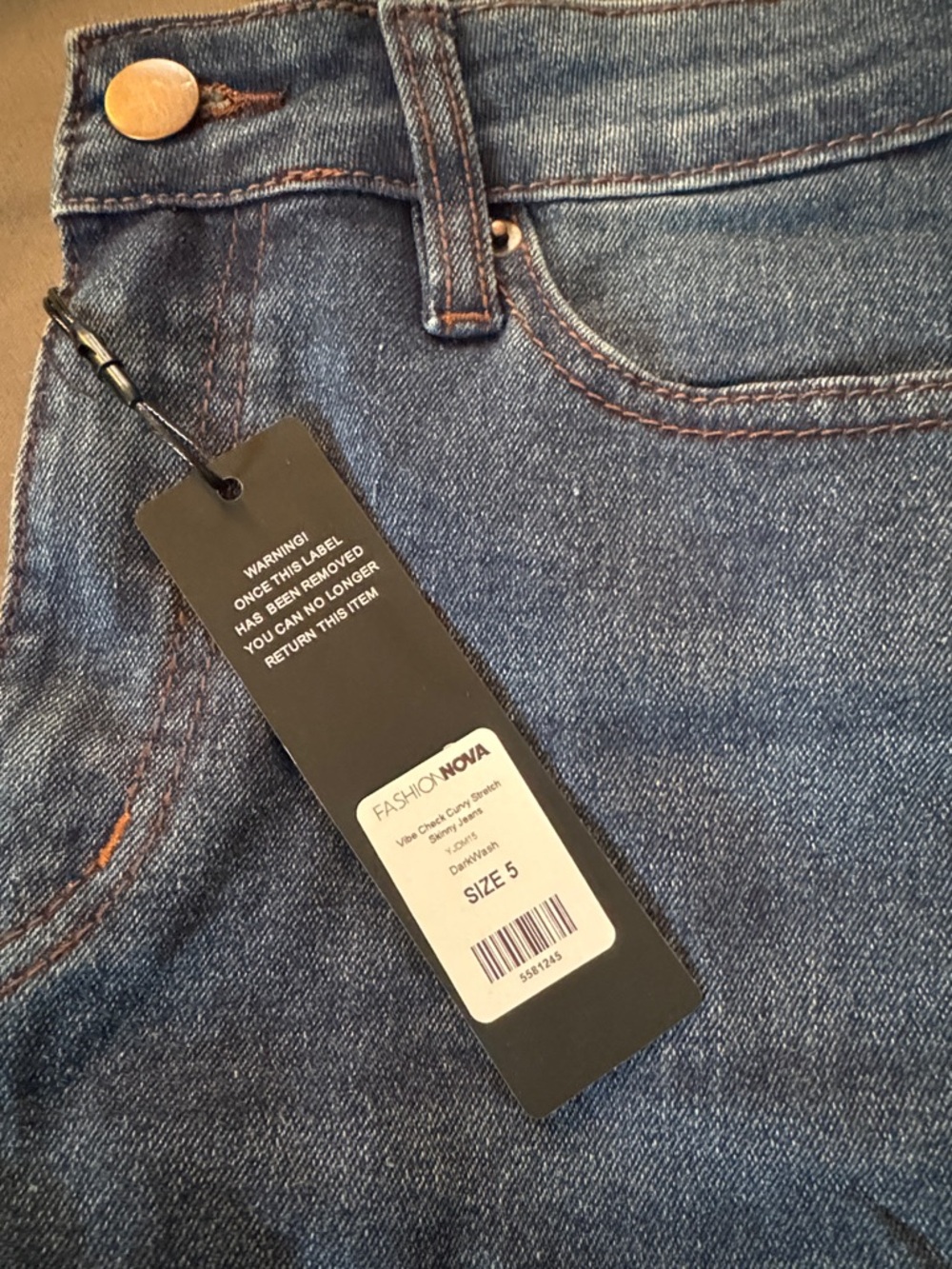 Fashion Nova Women's Skinny Jeans - Dark Blue Wash - Picture 2 of 3